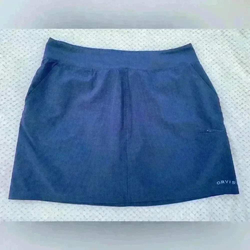 Orvis blue athletic skort sz L tenniscore golf athleisure teacher activewear